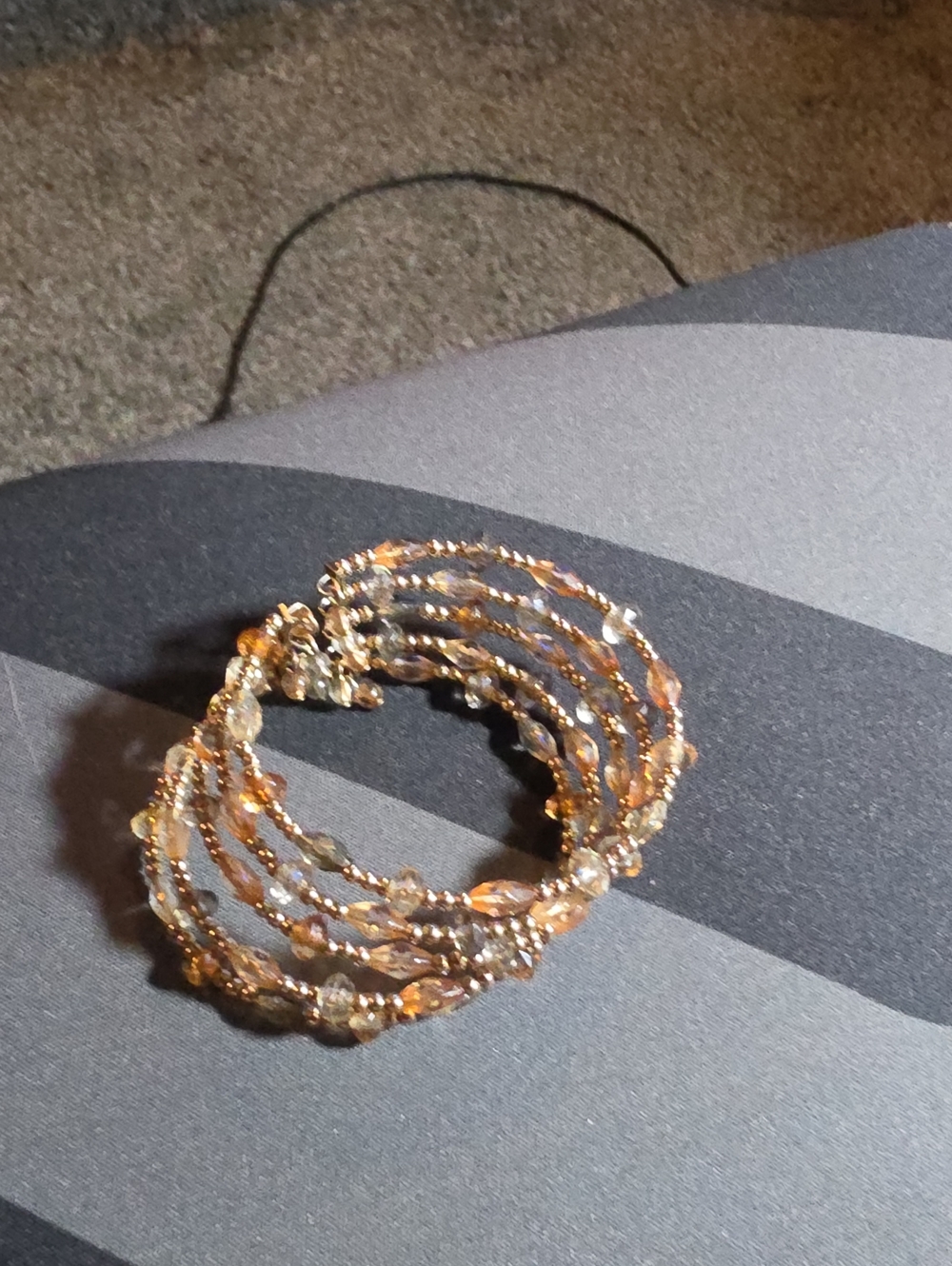 Gold and Amber Beaded Multi-Strand Women's Bracelet Bangle